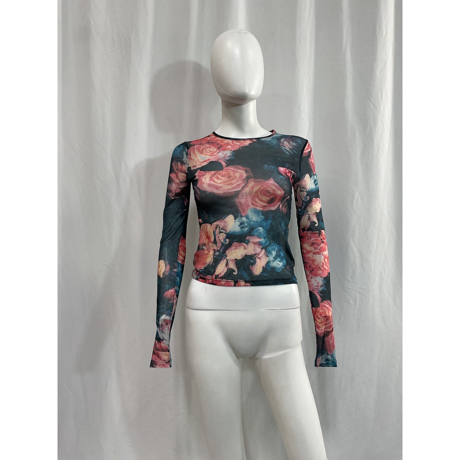 Miaou 'Power' Black Mesh Long Sleeve Tee Size S