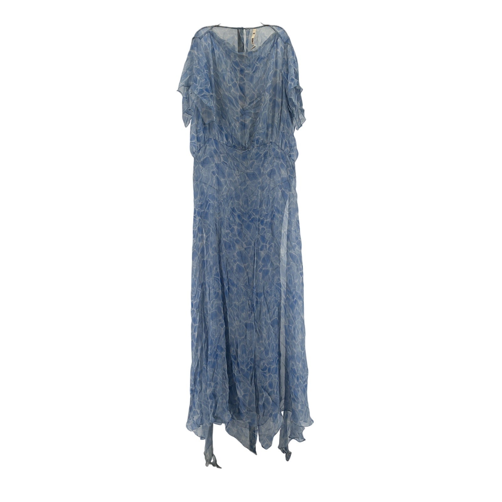 Petar Petrov 'Aleia' Blue Silk Frilled-Sleeve Printed Silk-Chiffon Dress Size 40