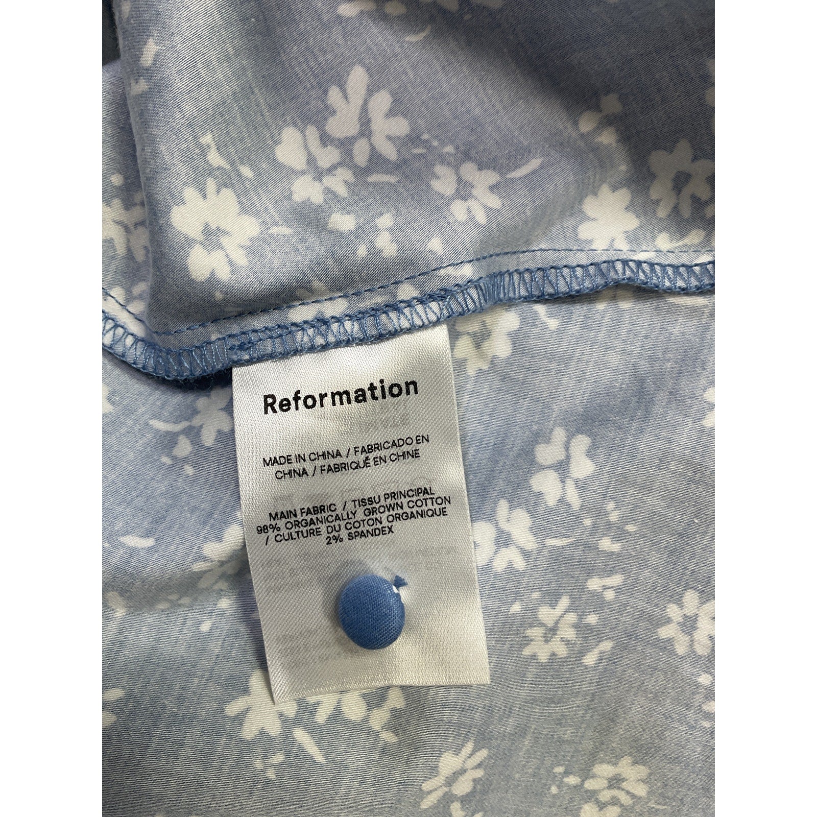 Reformation 'Isador' Blue Cotton Dress Size 4