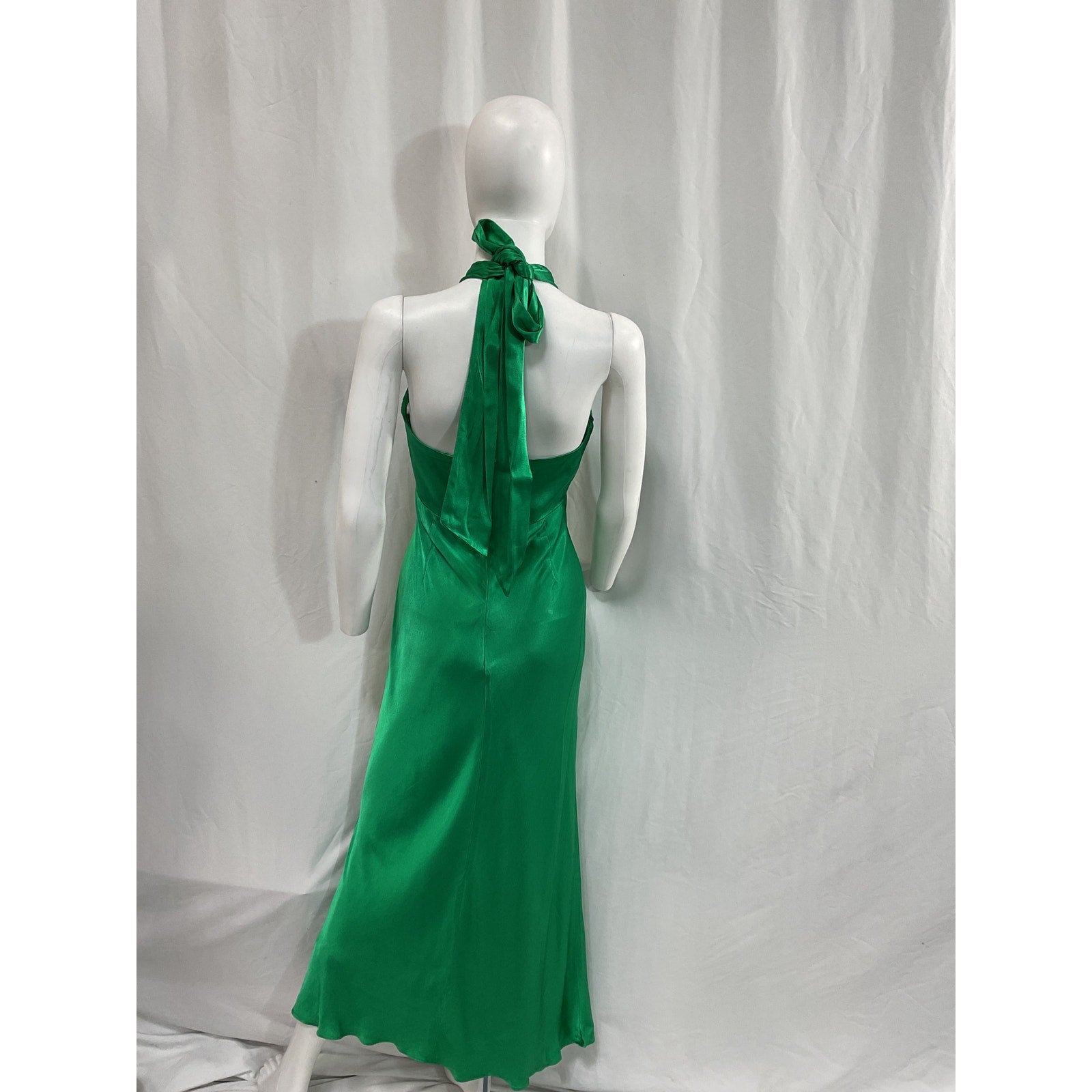 Shona Joy 'Lana' Green Ruched Halter Midi Dress Size 6