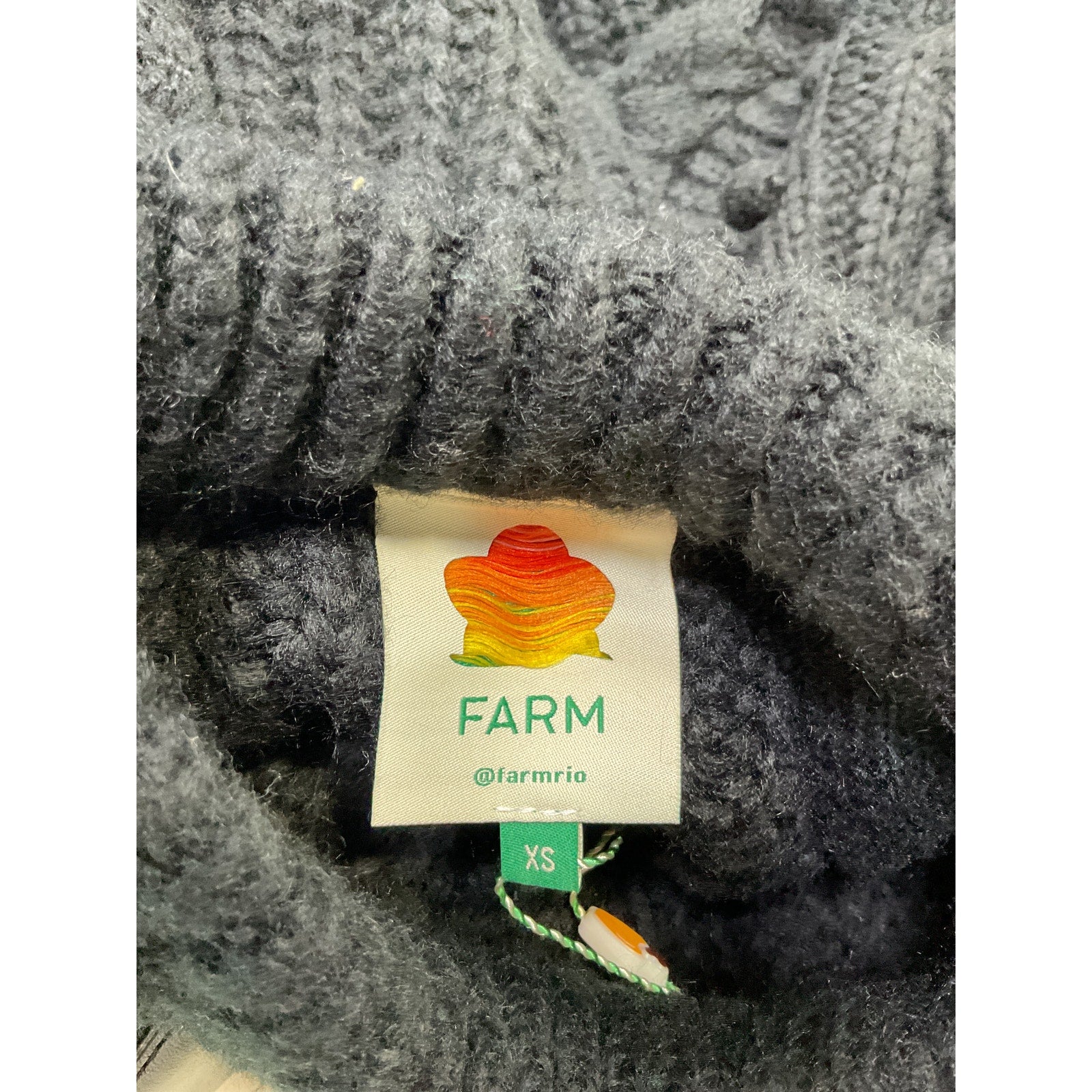 Farm Rio 'Braided' Black Acrylic Sweater Size XS