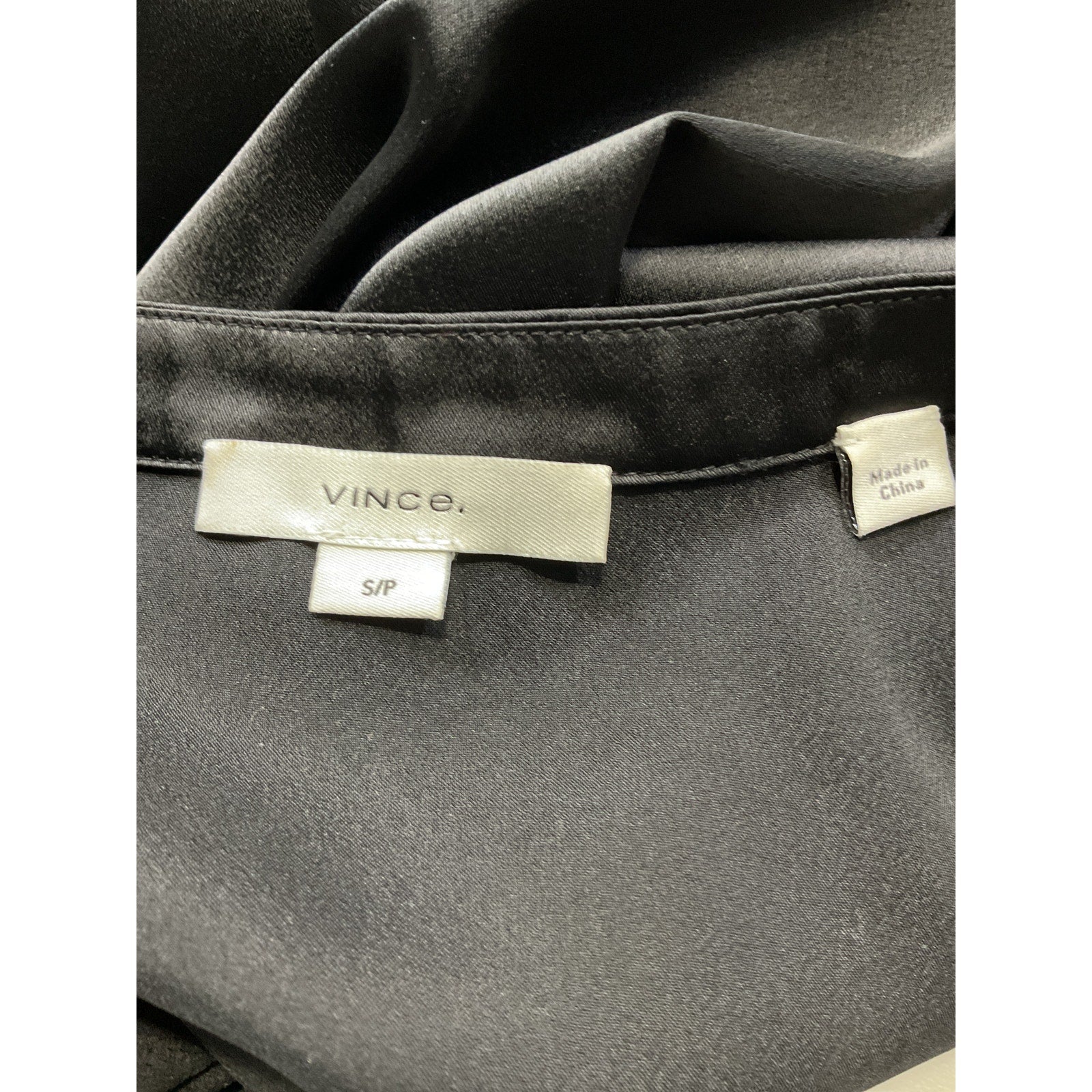 Vince 'Satin' Black Sleeveless Shell Tank Size S