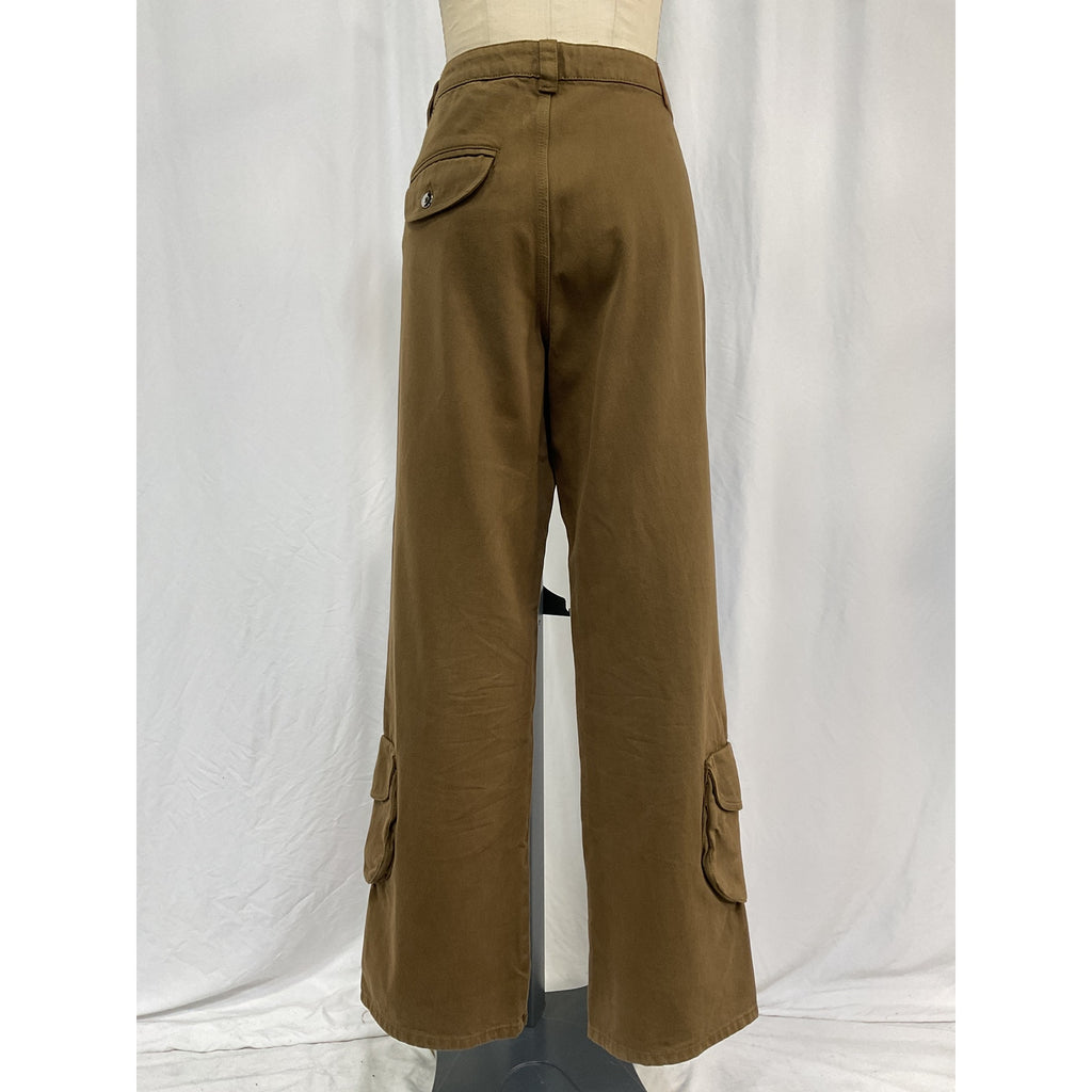 Helsa Straight Leg Brown Cotton Workwear Pants Size L