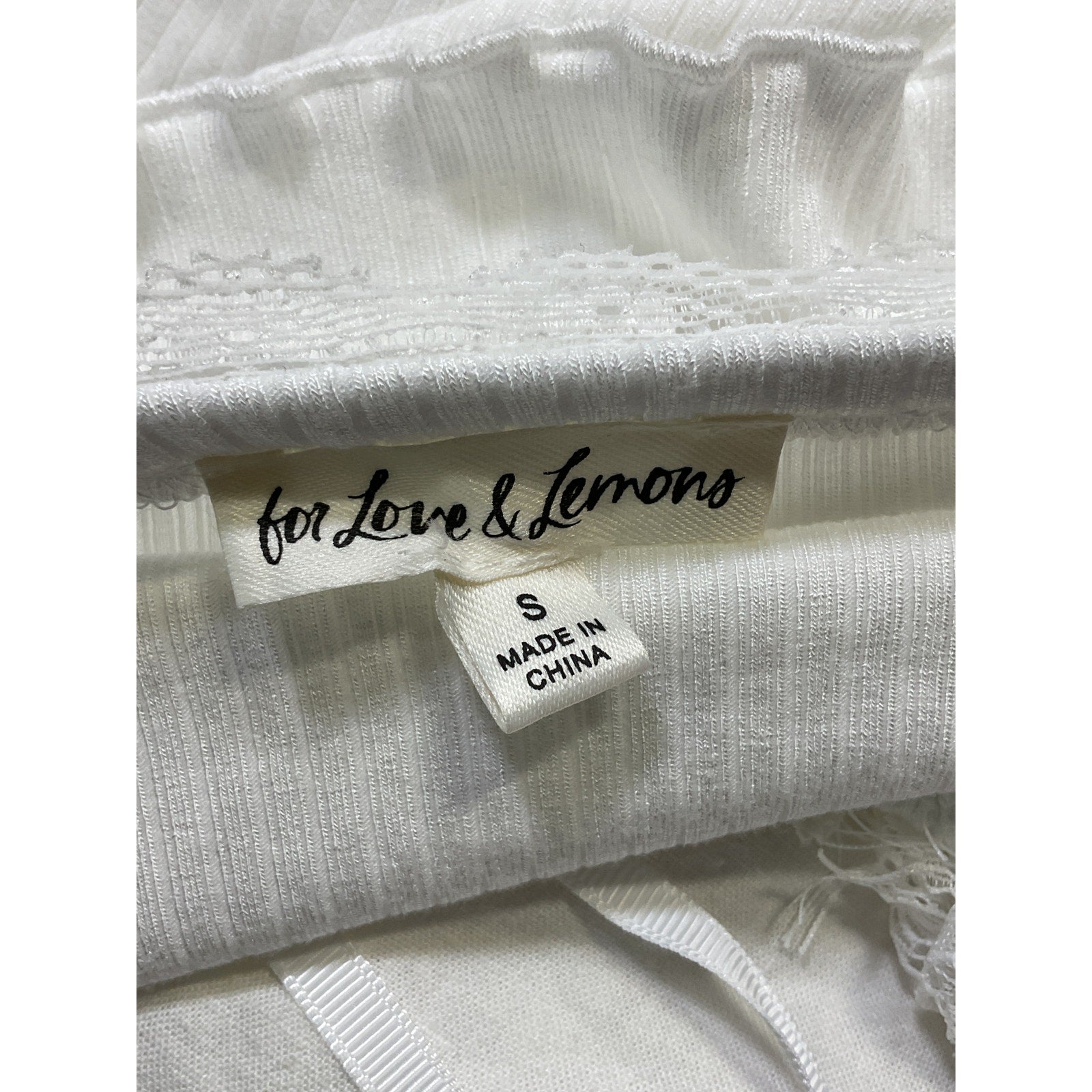 For Love & Lemons 'Joan' White Ribbon Tie Crop Top Size S