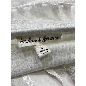 For Love & Lemons 'Joan' White Ribbon Tie Crop Top Size S