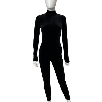 L'Agence Velvet Black Zahara Catsuit Size S