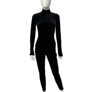 L'Agence Velvet Black Zahara Catsuit Size S