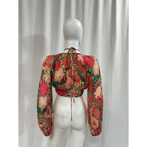 A.L.C. 'Dorian' Orange Crepe Halternekc Top Size 2