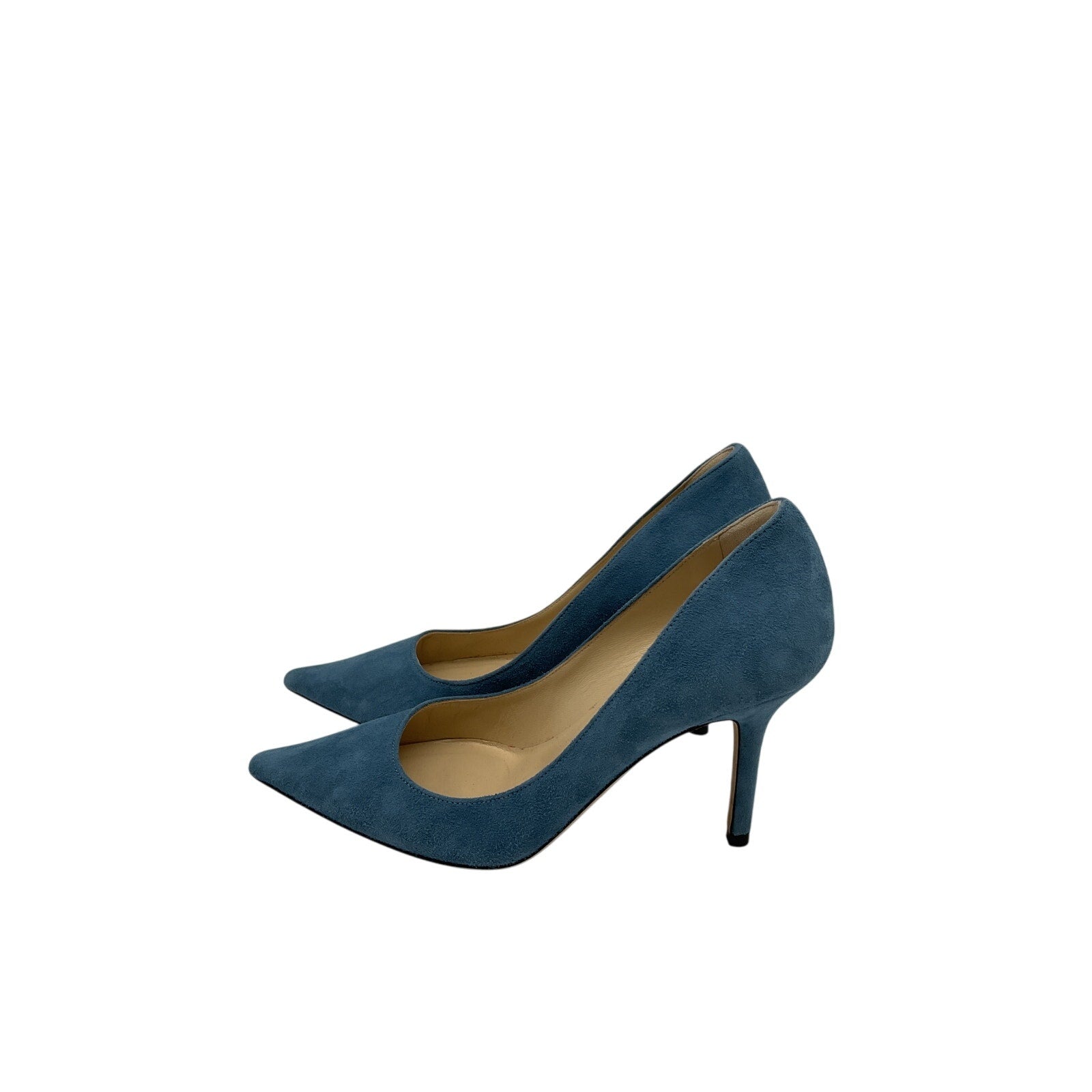 Jimmy Choo 'Agnes' Blue Suede & Leather Heels Size 34.5