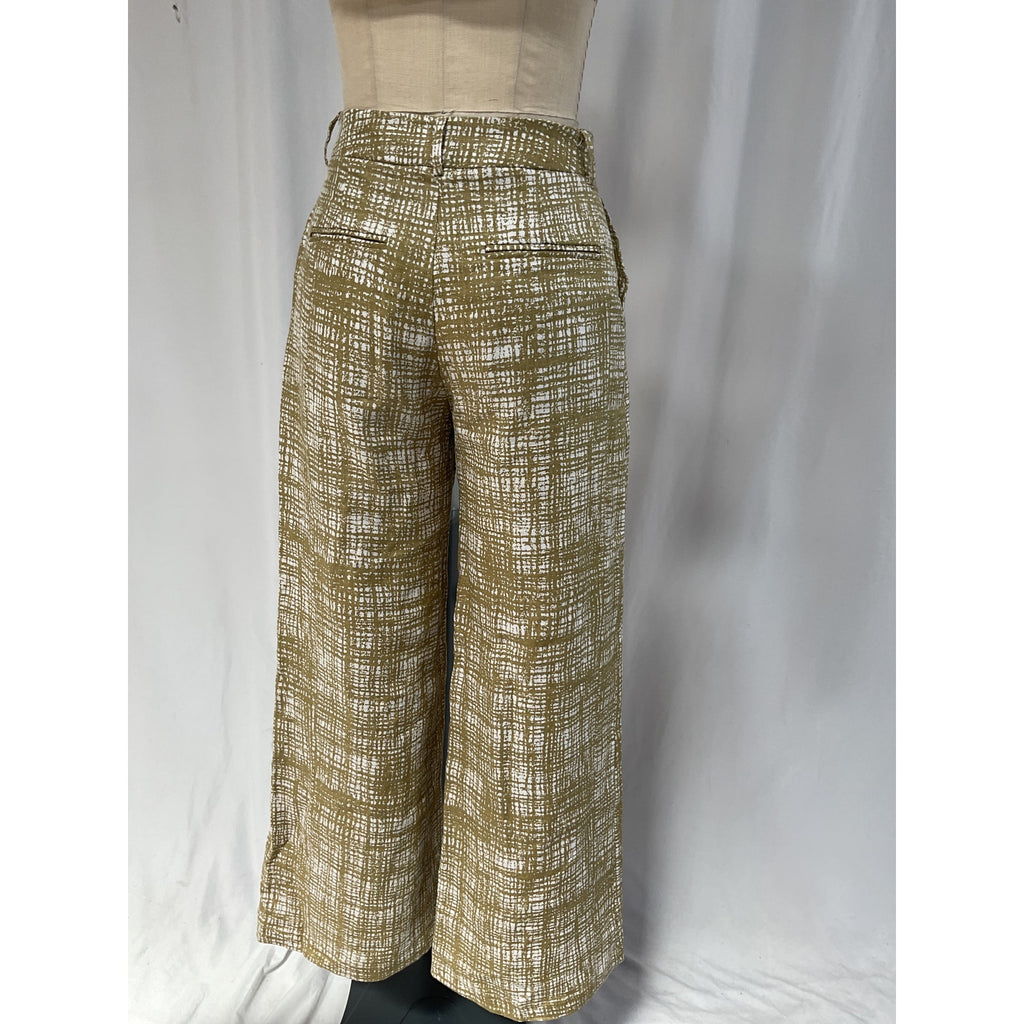 Reformation 'Jameson' Green Linen Wide Leg Pant Size 2