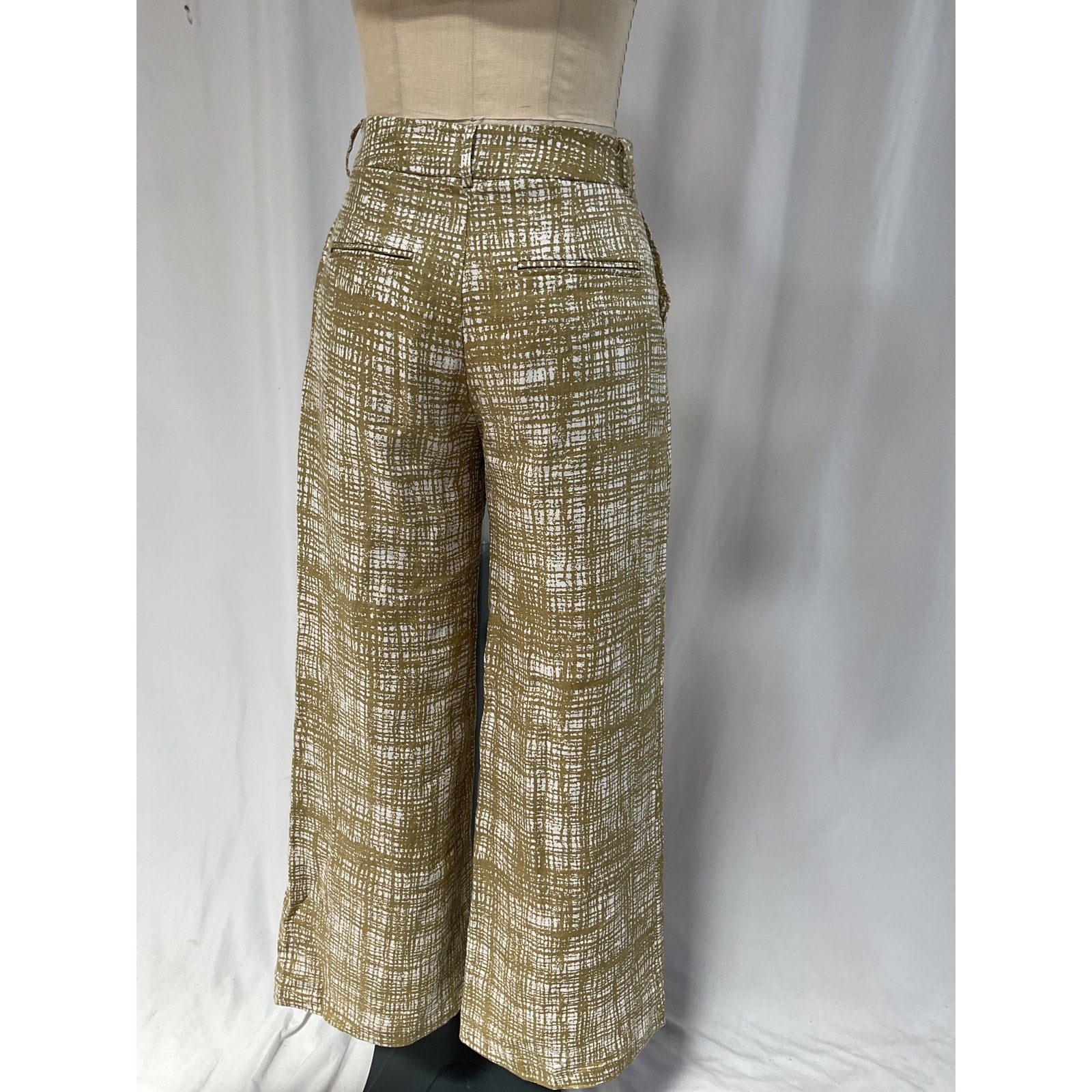 Reformation 'Jameson' Green Linen Wide Leg Pant Size 2