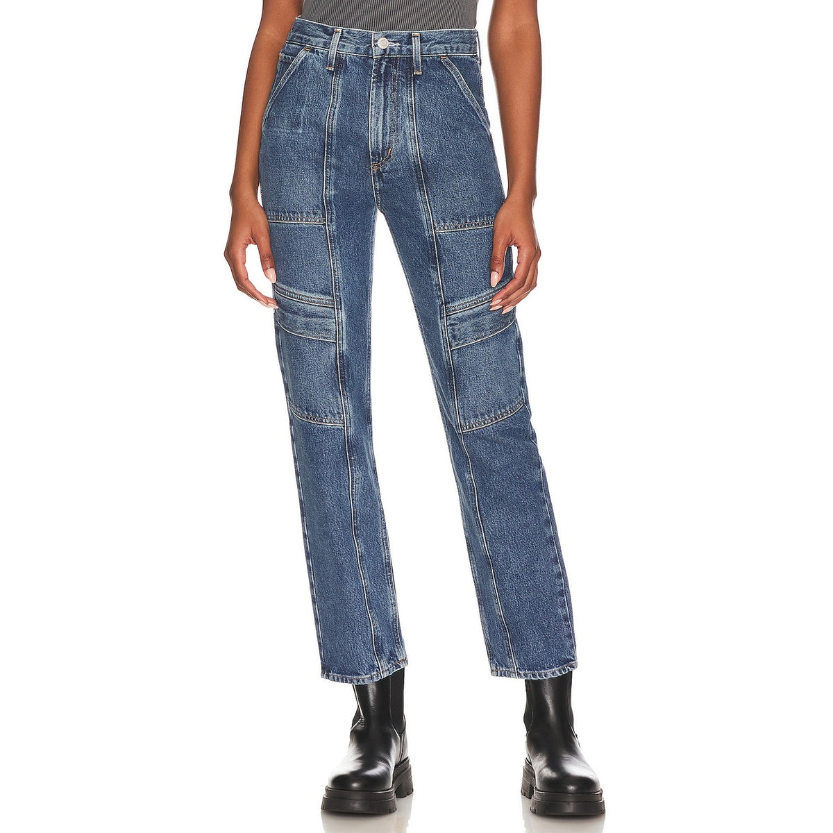 Agolde Cooper Cargo Blue Cotton Pant Size 24