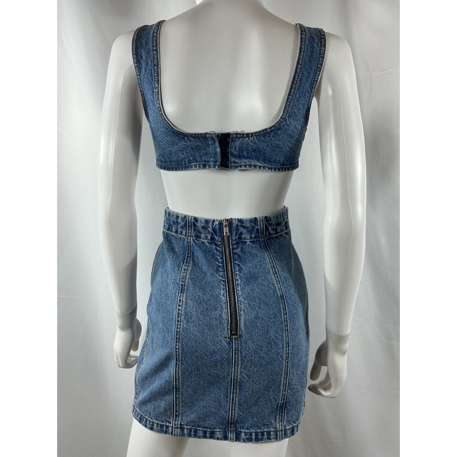 Grlfrnd 'Vivi' Blue Cotton Cut Out Tank Dress Size XS