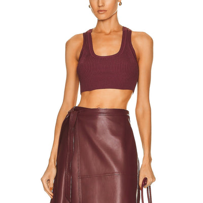 Simkhai Ribbed Burgundy Sashi Tank Top Size S