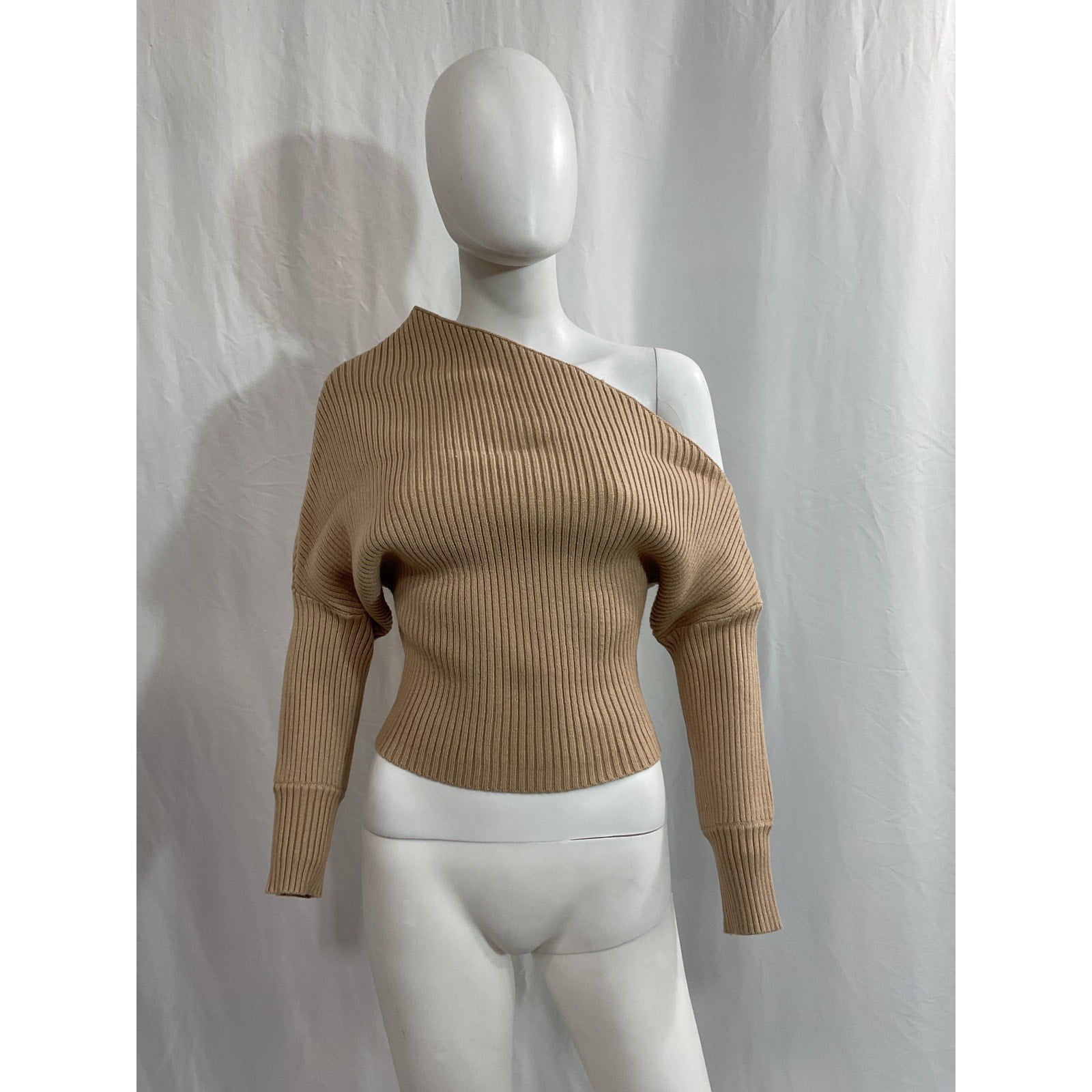Line & Dot 'Blair' Tan Off Shoulder Sweater Size S - NWT