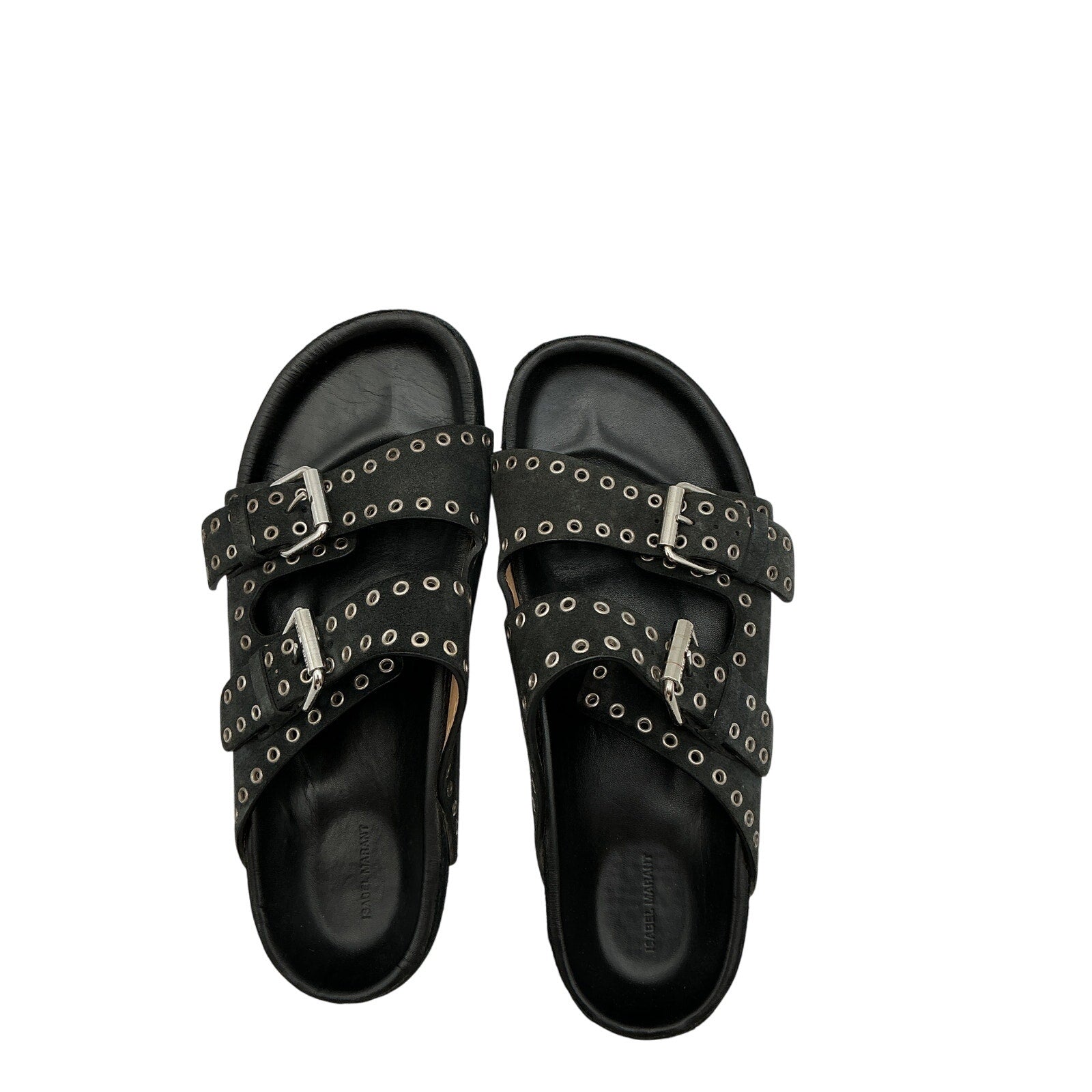 Isabel Marant 'Lennyo' Black Suede Slide Sandals Size 9