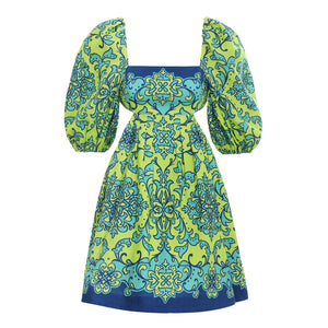 Zimmermann 'Nina' Green Linen Cut Out Mini Dress Size 1