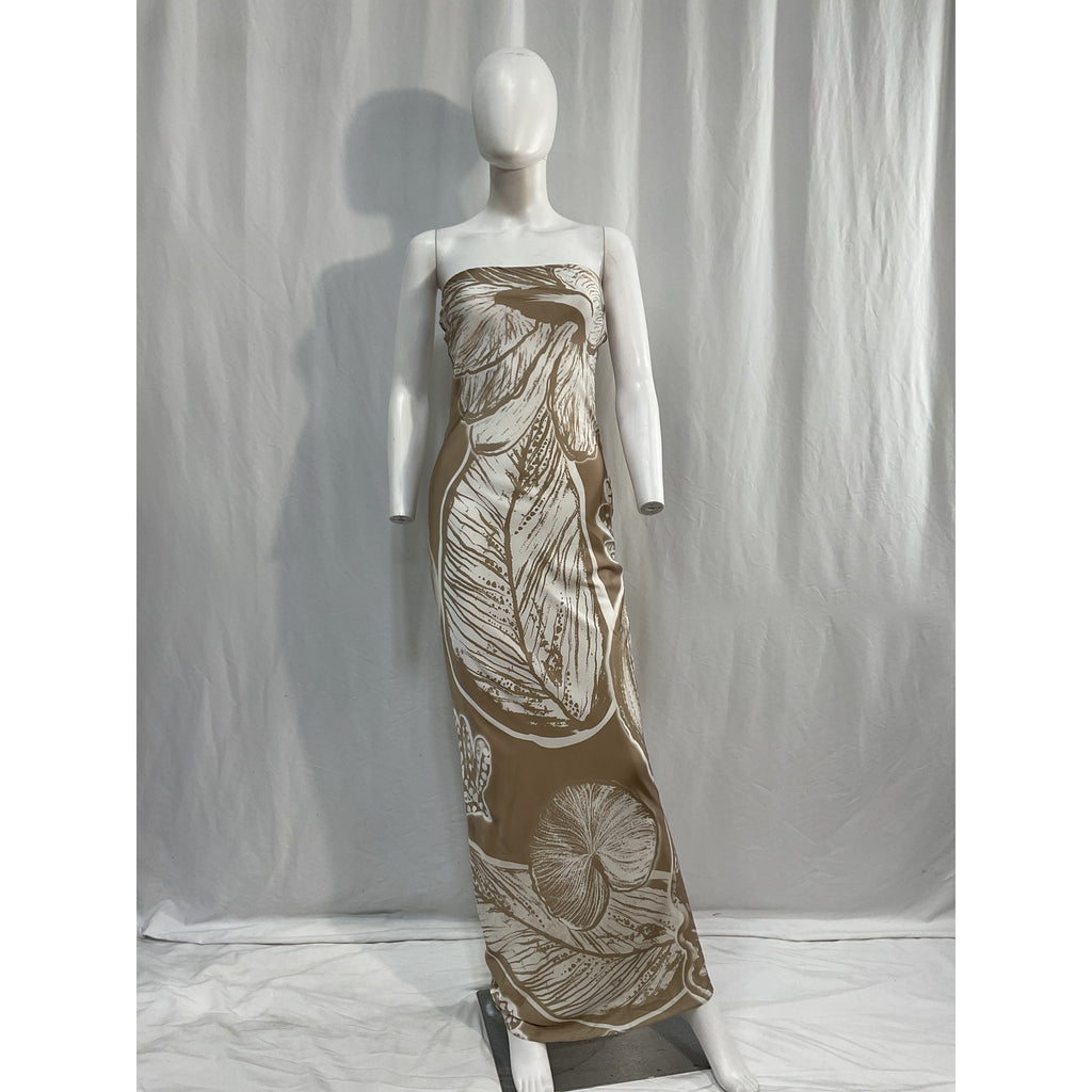 Rococo Sand 'Ines' White Satin Strapless Maxi Dress Size S