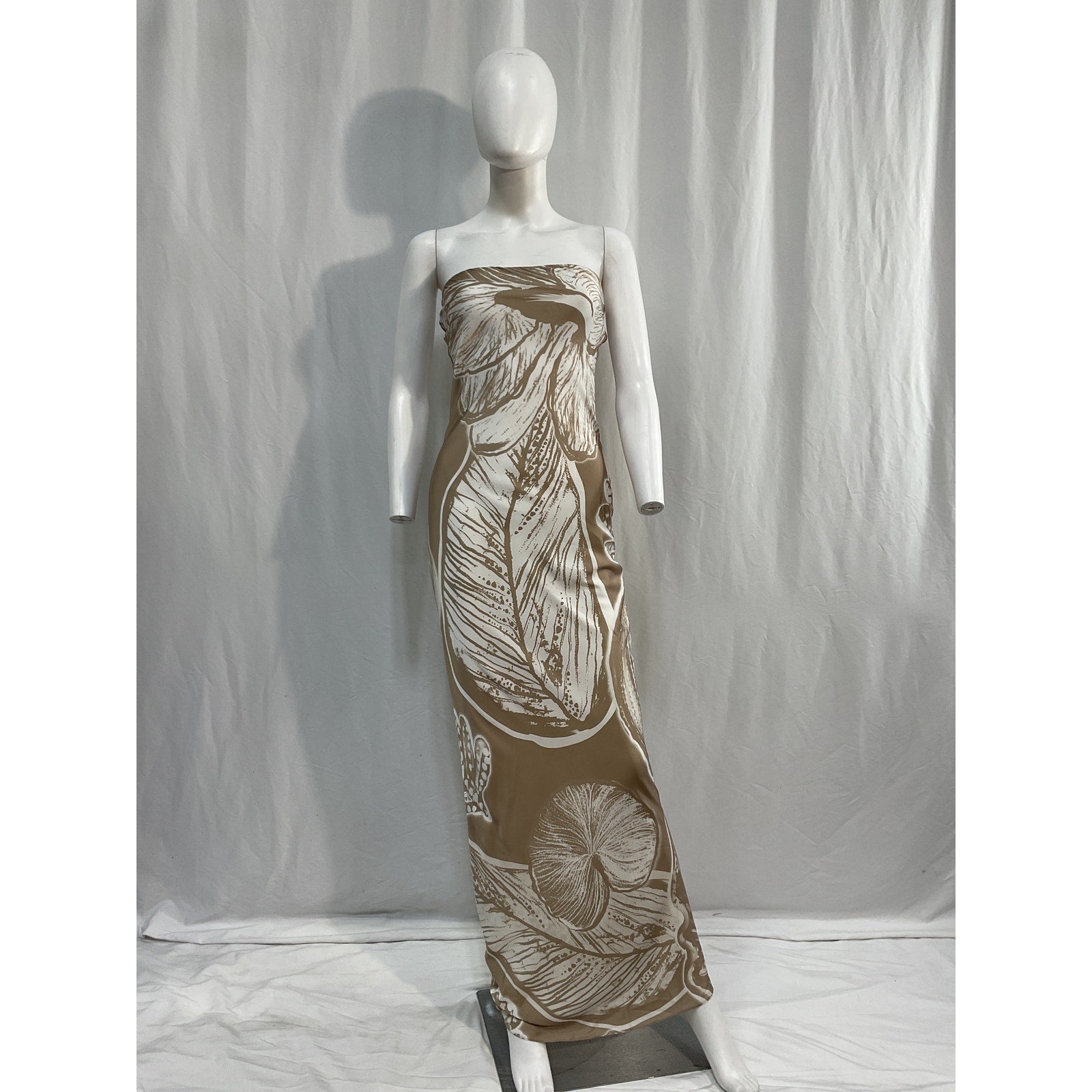 Rococo Sand 'Ines' White Satin Strapless Maxi Dress Size S