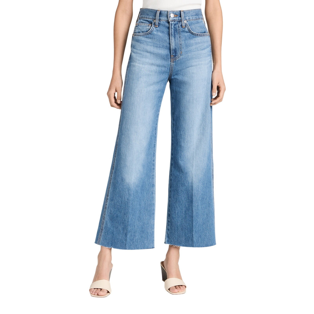 Veronica Beard Denim Jean 'Taylor' Blue Cotton Cropped High Rise Wide Denim Jean Size 26
