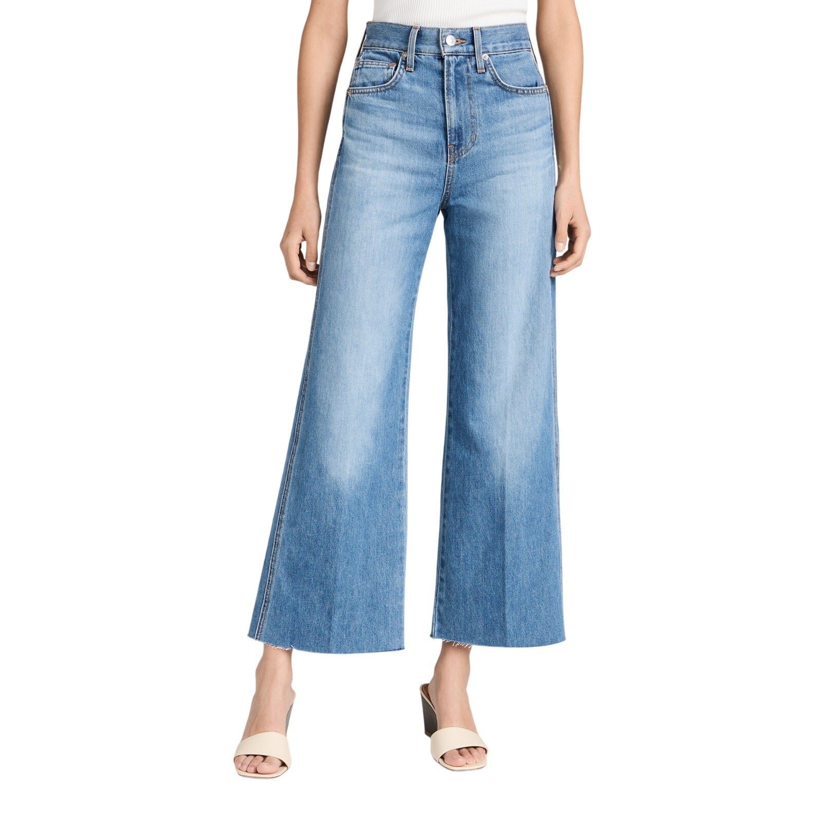 Veronica Beard Denim Jean 'Taylor' Blue Cotton Cropped High Rise Wide Denim Jean Size 26