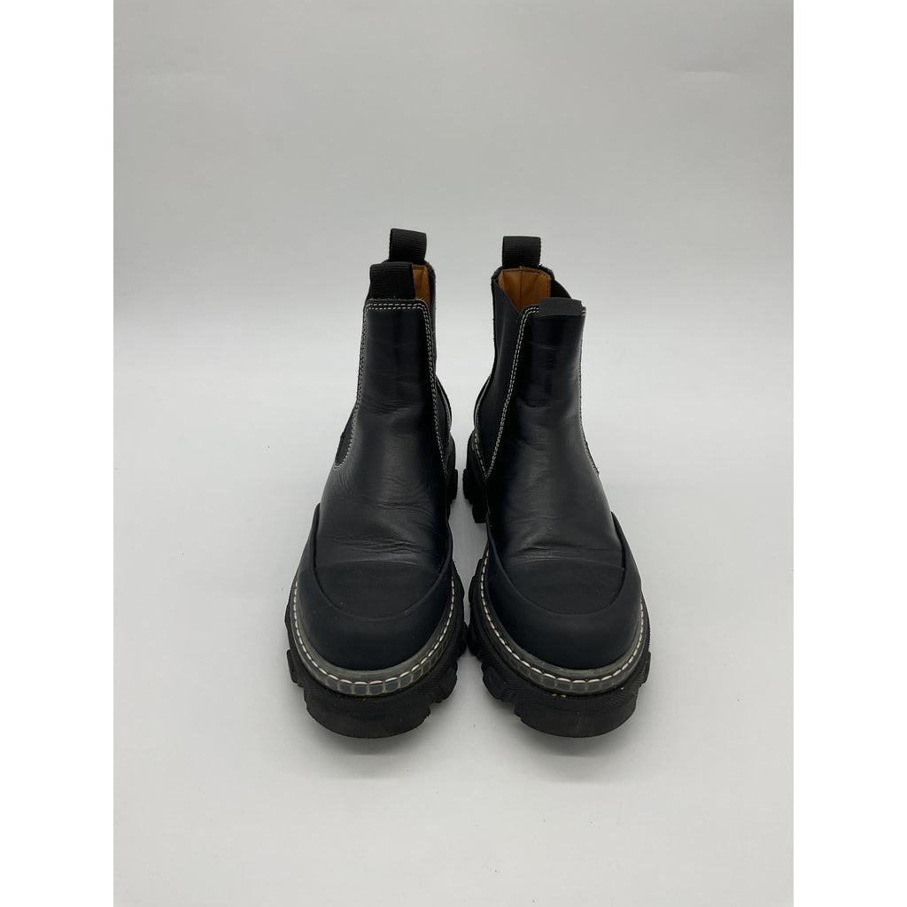 Ganni 'Cleated' Black Chelsea Booties Size 9