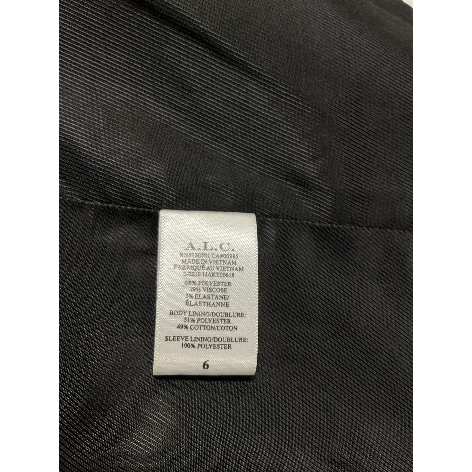 A.L.C. Black Blazer Size 6
