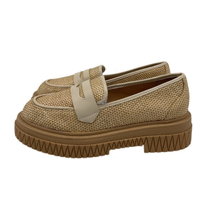 Schutz Woven Beige Viola Weekend Loafers Size 8