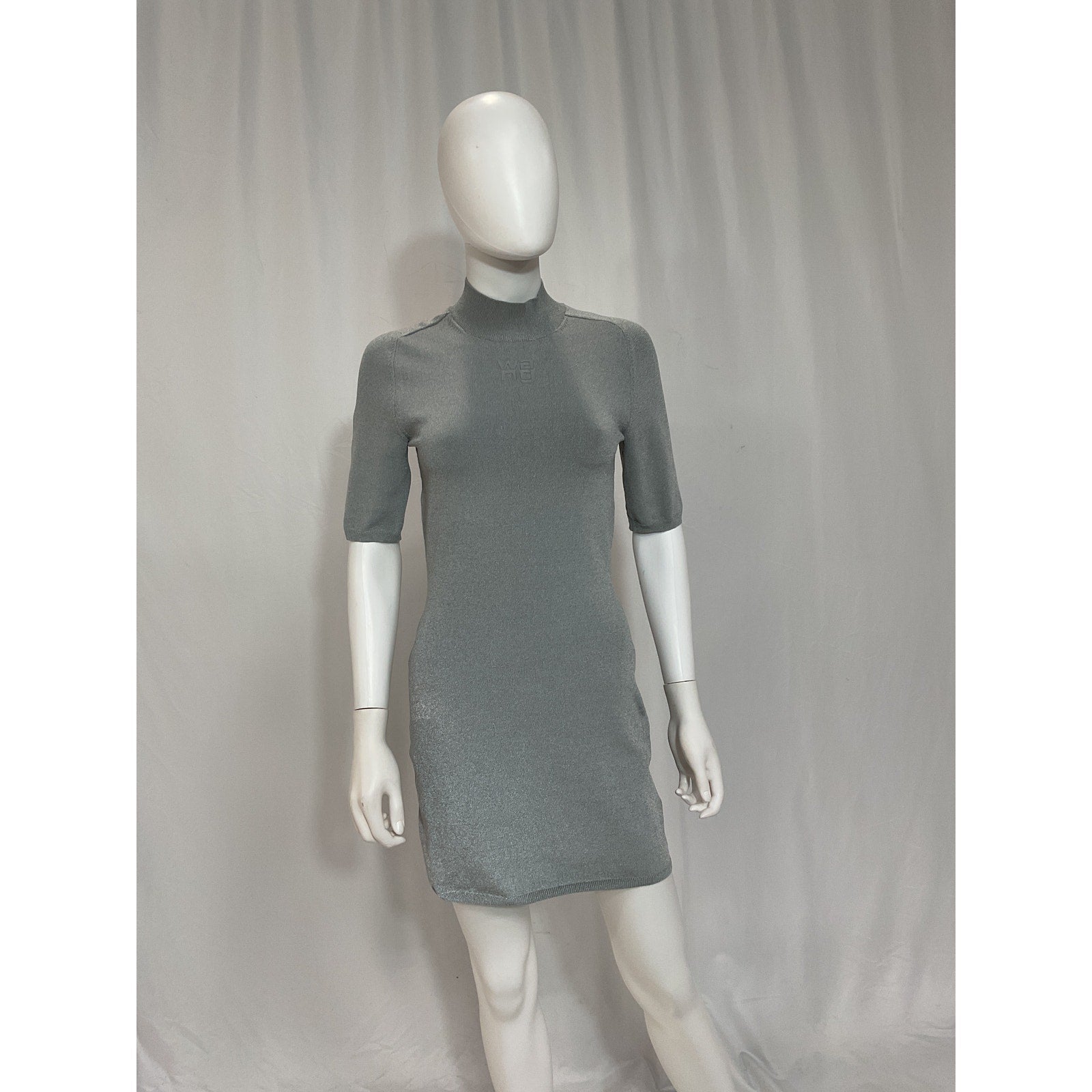 Alexander Wang Grey Short Sleeve Mini Dress W/ Printed Logo Size M