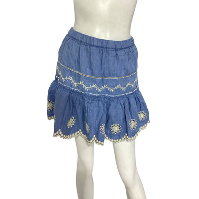 Loveshackfancy Embroidered Blue Cava Skirt Size XS
