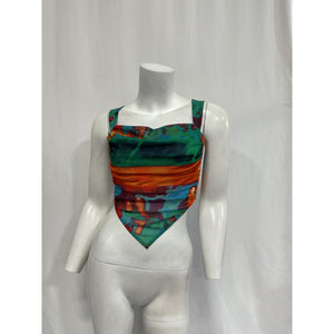 Miaou 'Tati' Orange Back Tie Cowl Neck Top Size S