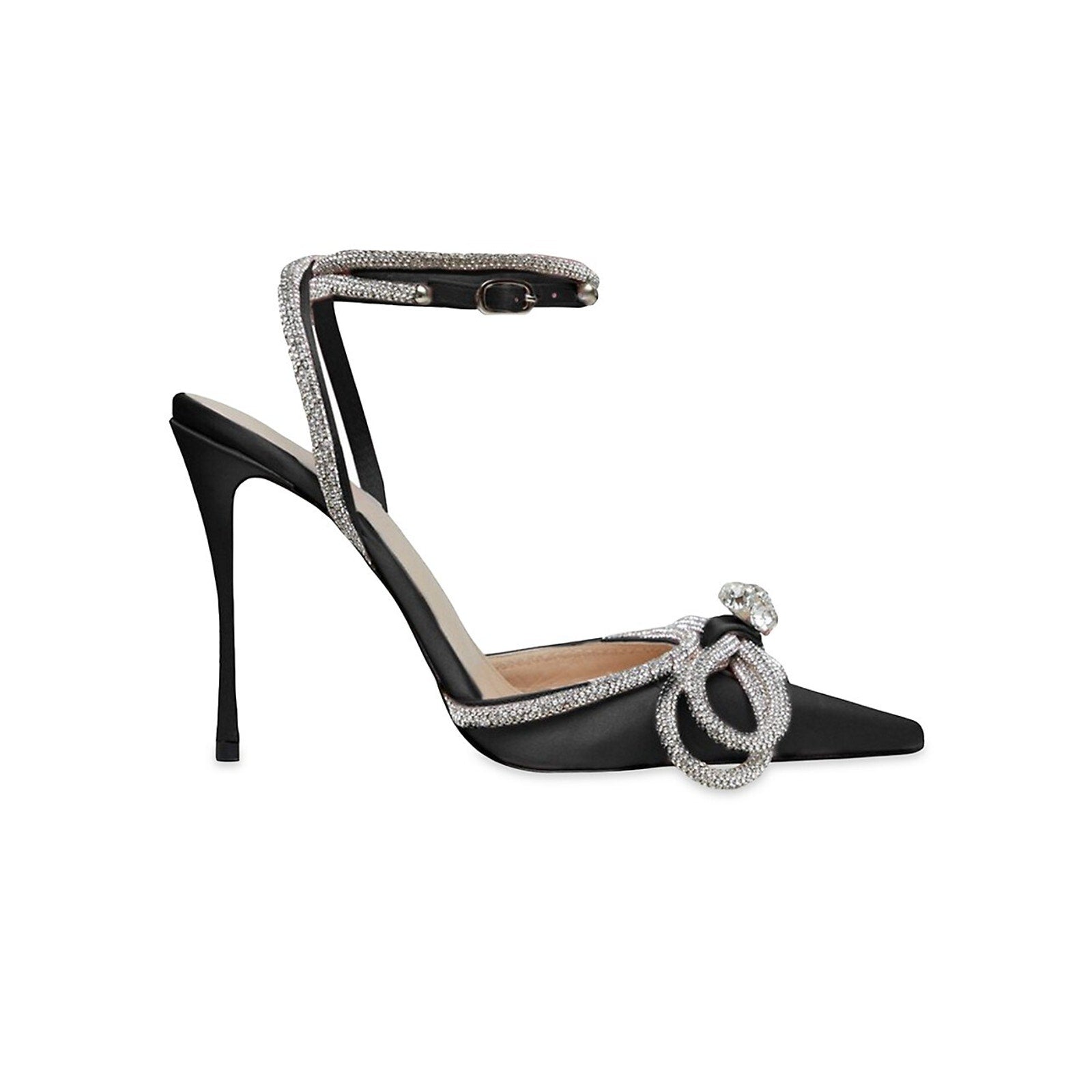 Mach & Mach 'Double Bow' Black Silk Satin Pumps Size 8.5