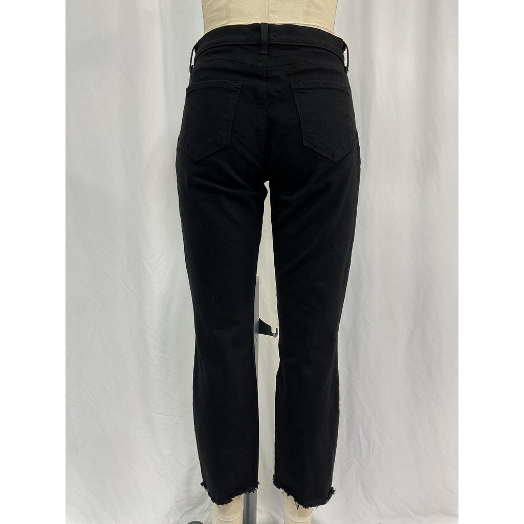 L'Agence 'Sada' Black Cotton High-Rise Crop Slim Straight Jeans Size 26