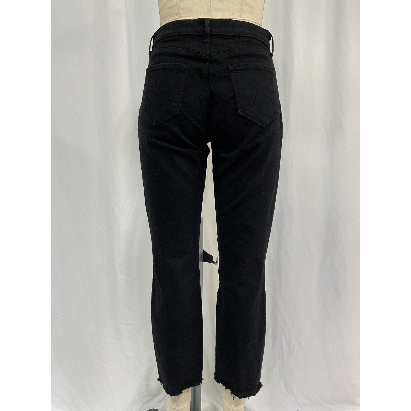 L'Agence 'Sada' Black Cotton High-Rise Crop Slim Straight Jeans Size 26