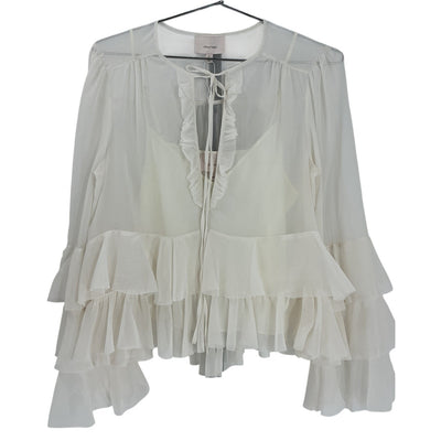 Cinq à Sept Ruffled White Steffina Blouse Size S