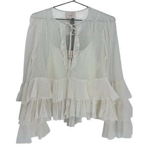 Cinq à Sept Ruffled White Steffina Blouse Size S