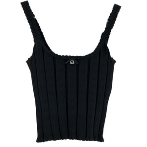 Alexander Wang Ribbed Black Logo Tank Top Size M