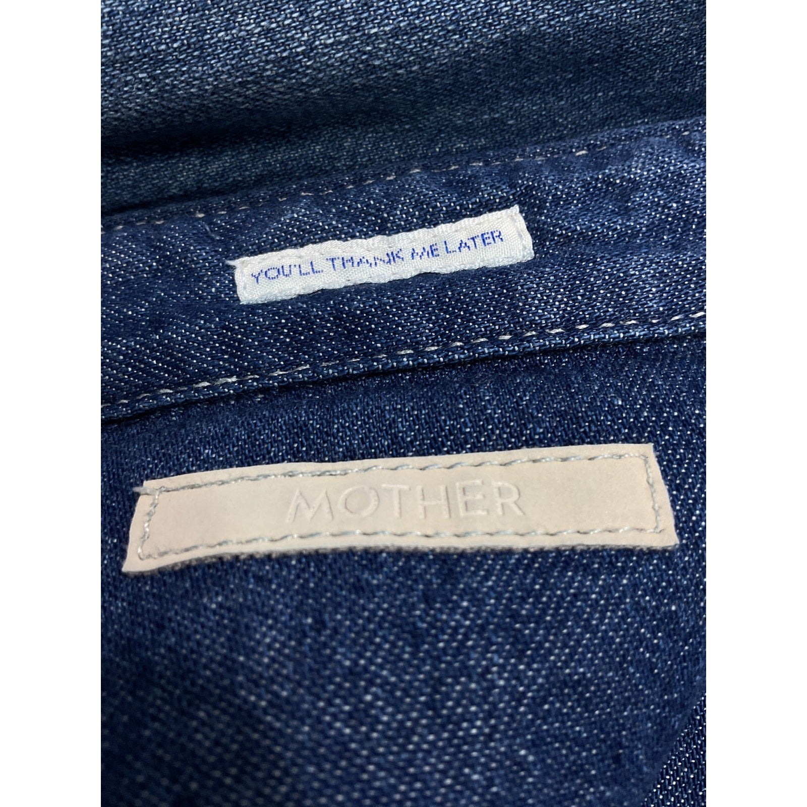 Mother 'The Western' Blue Frayed Denim Shirt Size XS