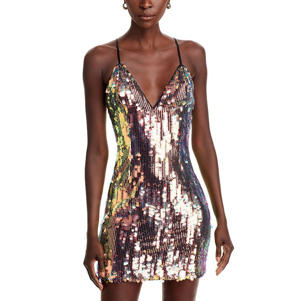 Ramy Brook Emerald Embellished Black Polyester Mini Dress Size 0