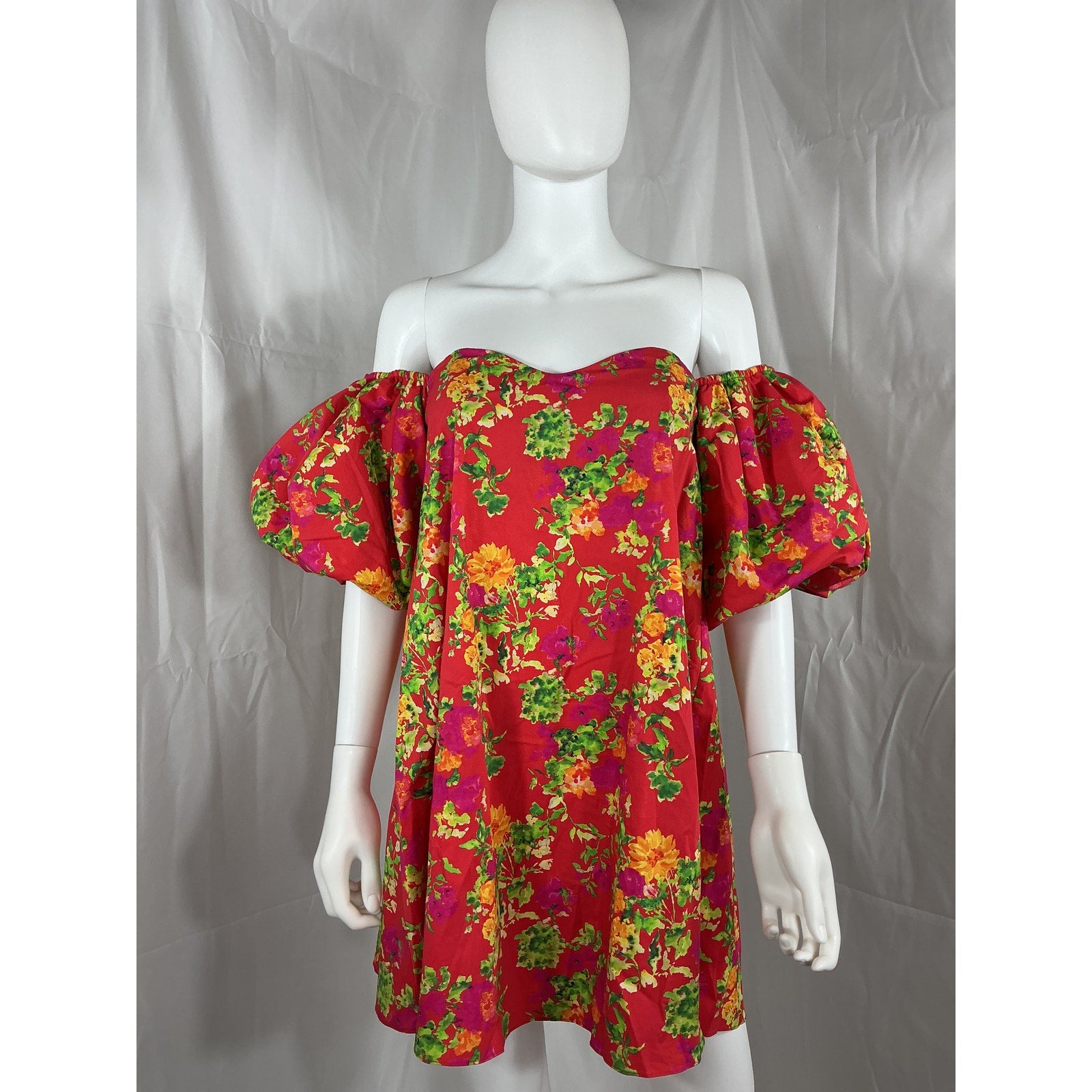 Caroline Constas 'Palmer' Red Poplin Off Shoulder Mini Dress Size XS - NWT
