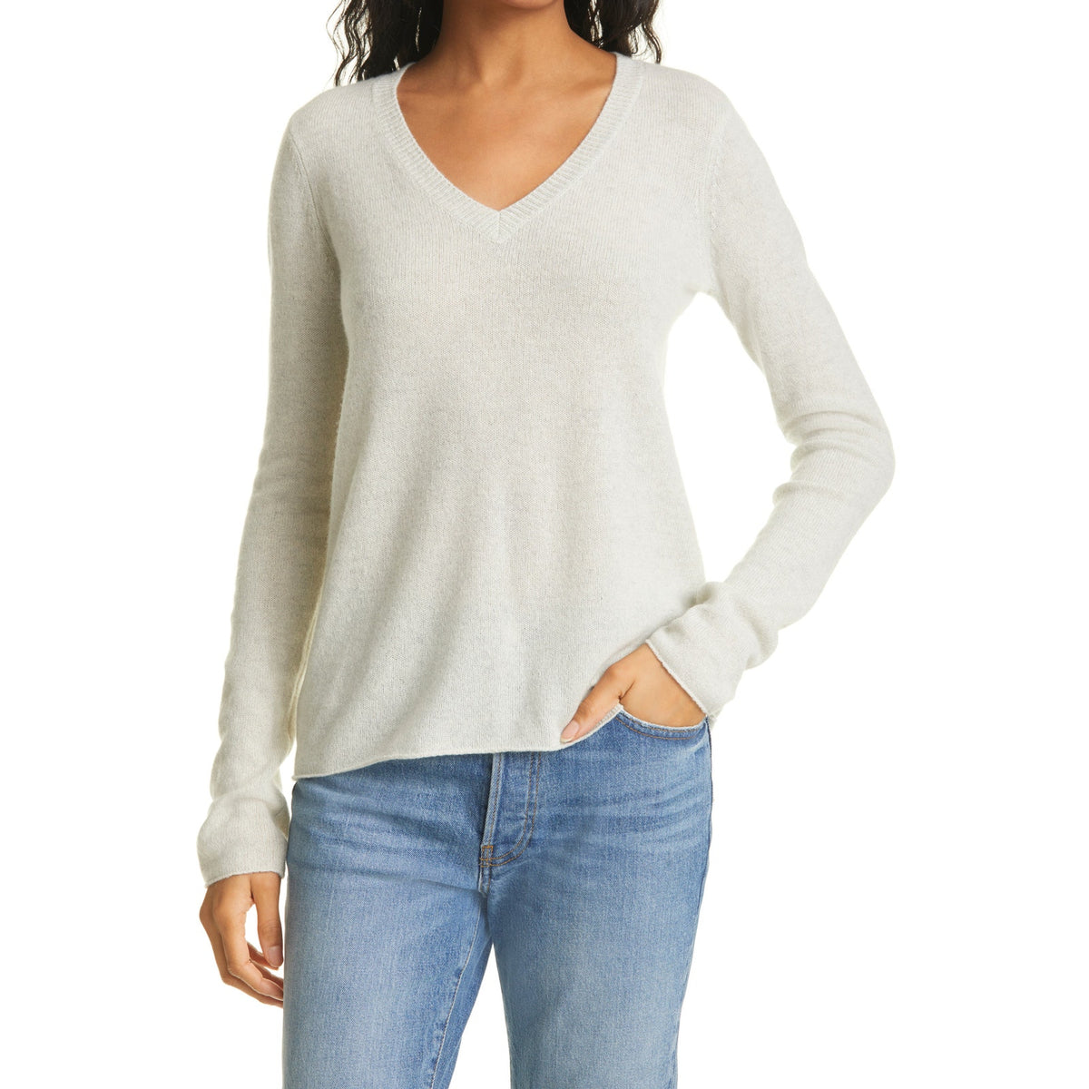 Atm Anthony Thomas 'Melillo' White Cashmere Cashmere V-Neck Sweater Size XS