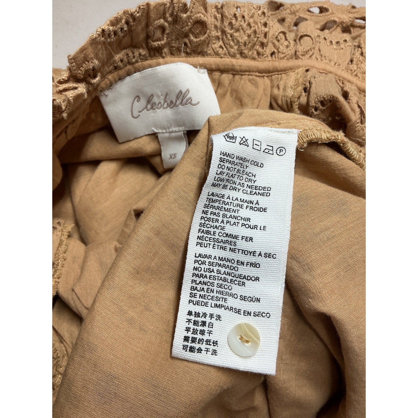 Cleobella 'Katie' Tan Cotton Blouse Size XS