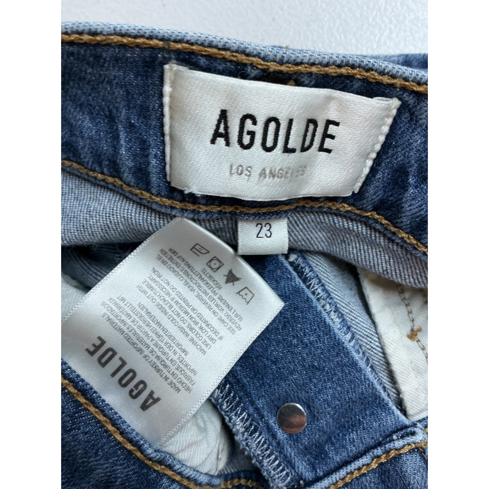 Agolde 'Riley' Blue Cotton High Waist Narrow Leg Jeans Size 23