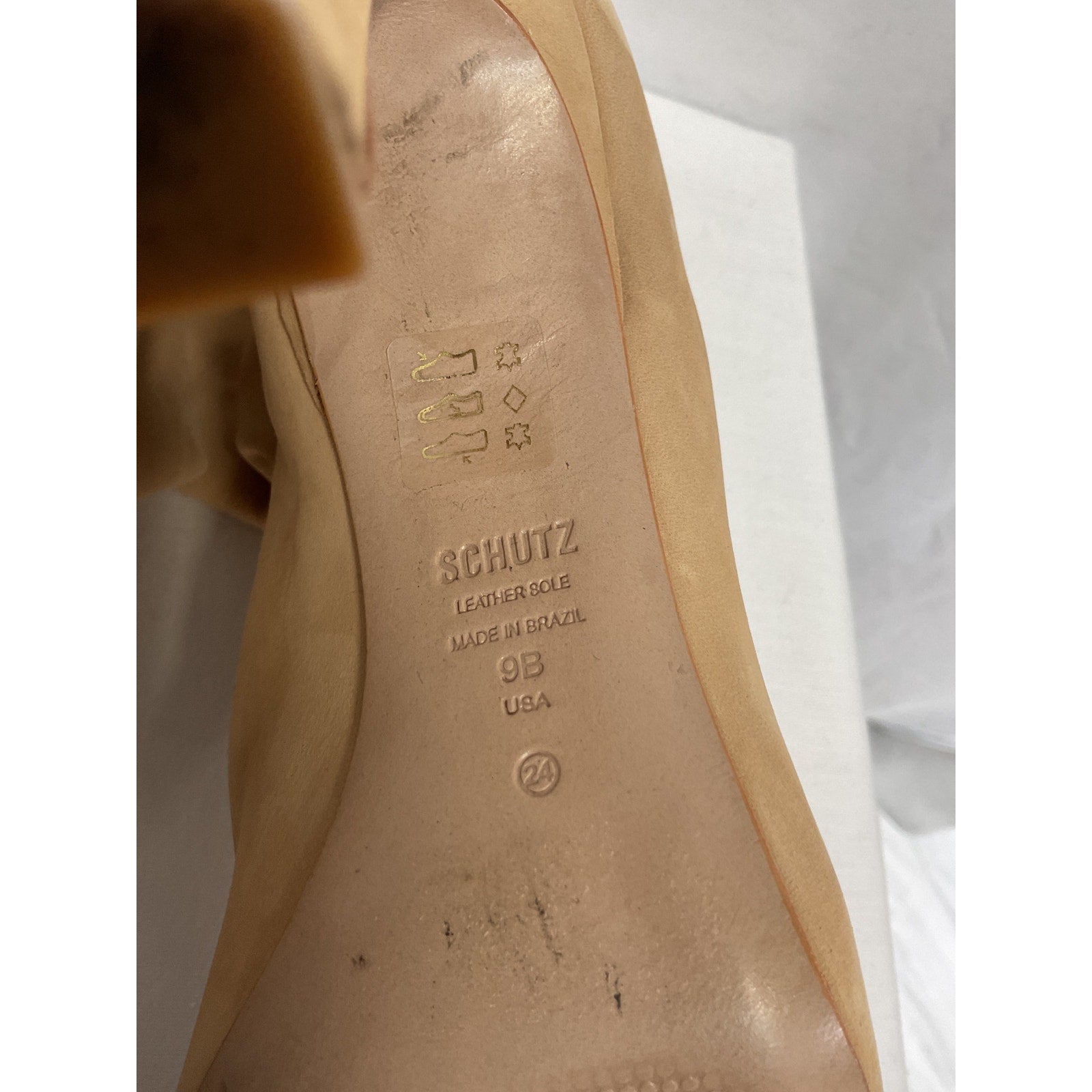 Schutz 'Maryana Sculpt' Tan Suede Leather Stiletto Heel Boot Size 9