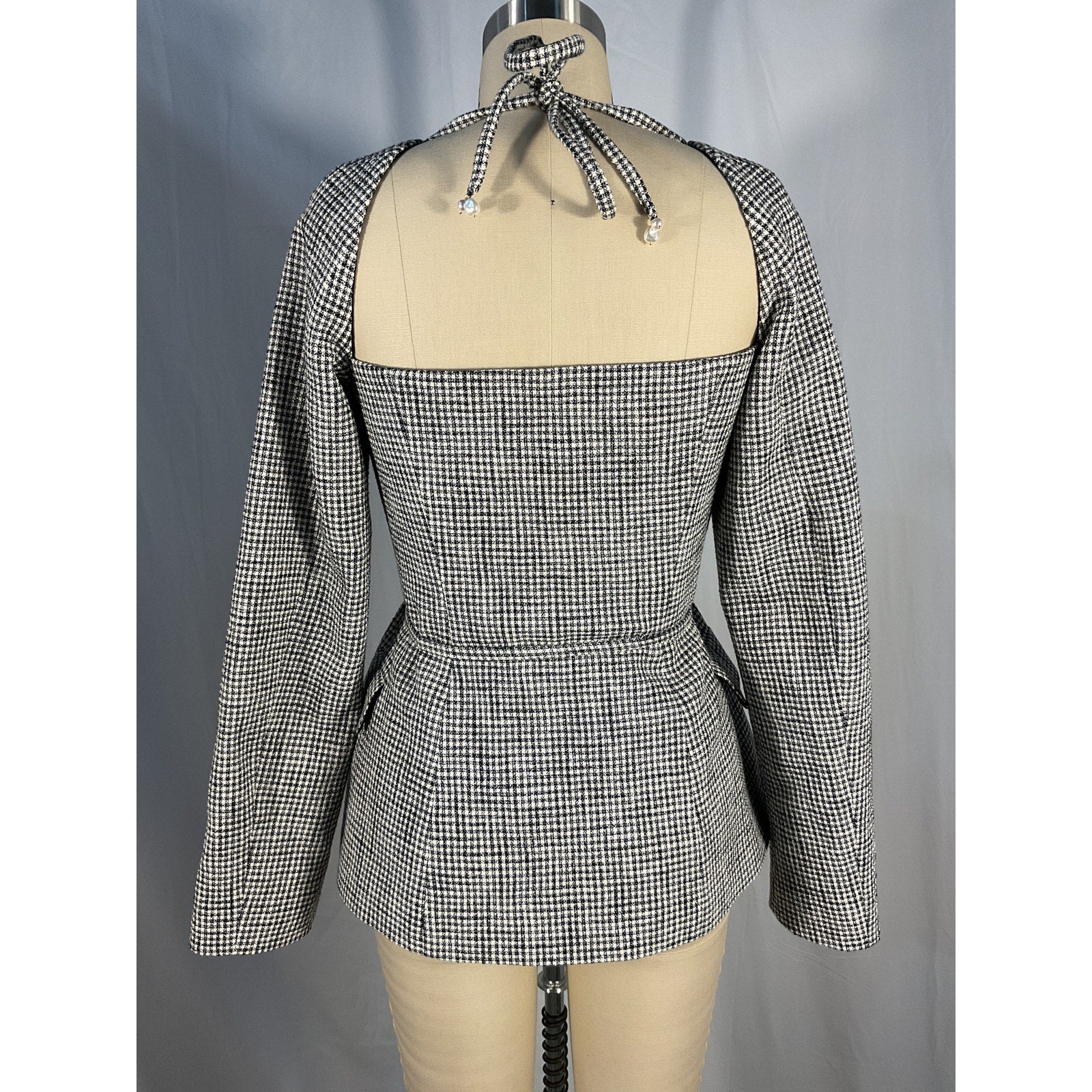 Altuzarra 'Aphelion' Black Belted Gingham Cotton-Blend Jacket Size 4 (XS)