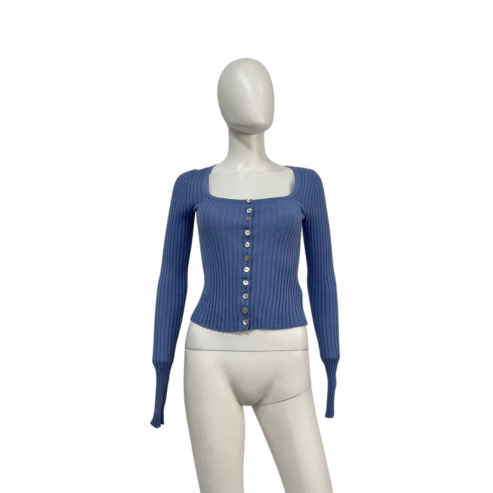 Reformation 'Celia' Blue Linen Cotton Cardigan Size XS