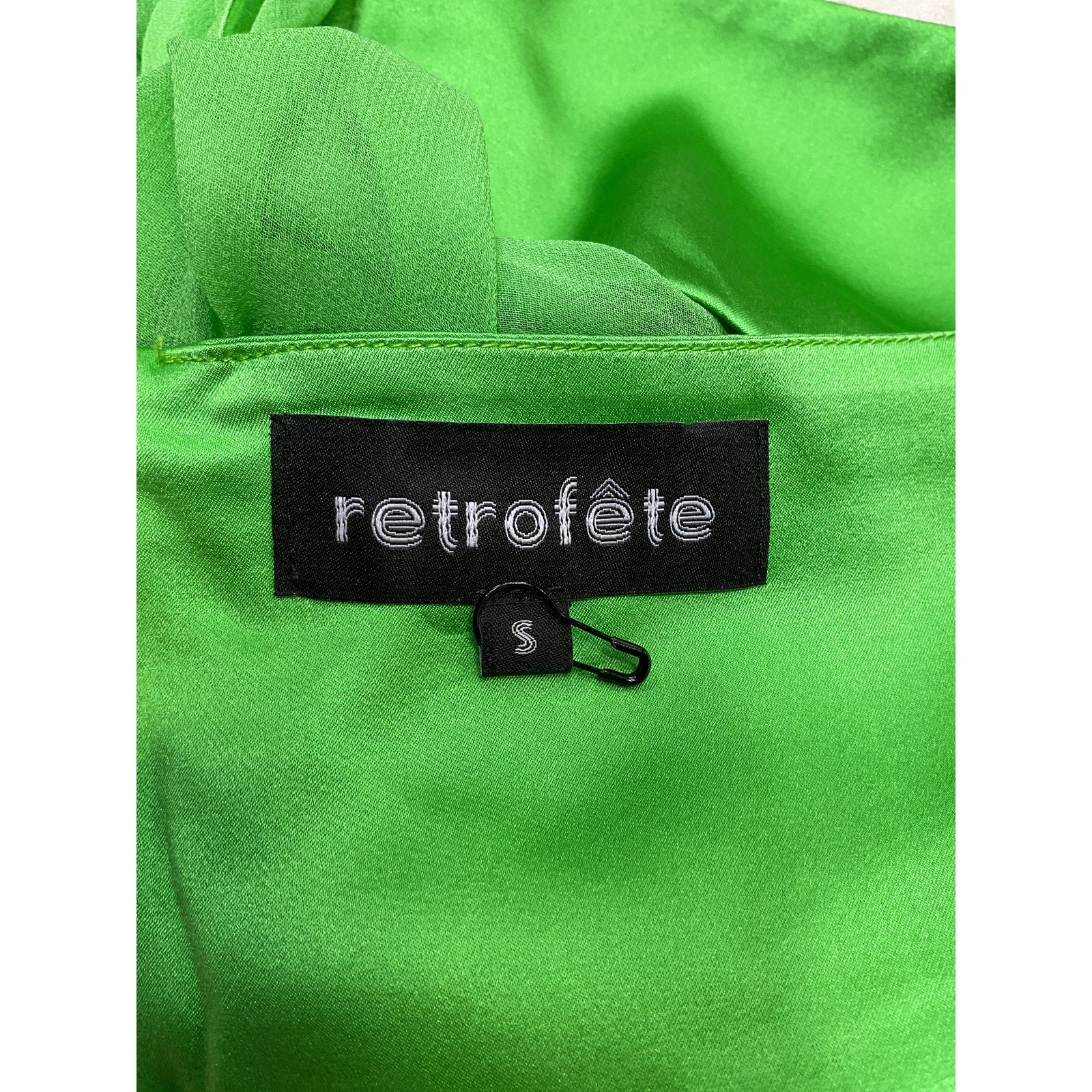 Retrofete 'Mesta' Green Silk Top Size S