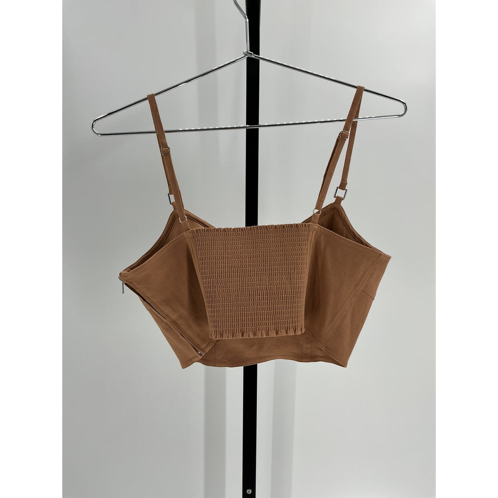 A.L.C. 'Mila' Brown Linen Crop Top Size 6