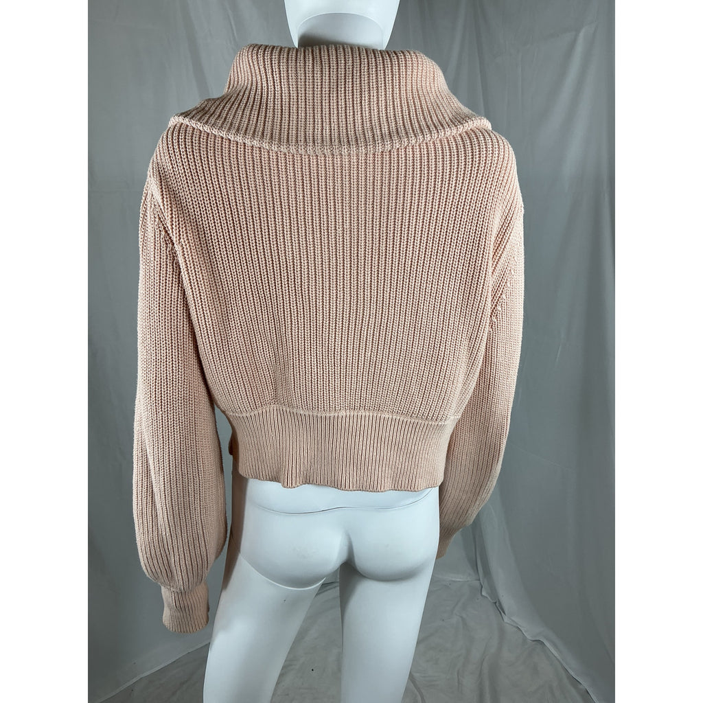 Varley 'Mentone' Pink Cotton Quarter-Zip Knit Top Size XS