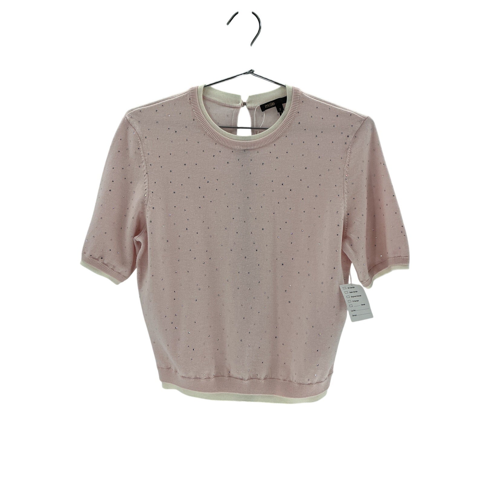 Maje Short-Sleeve Pink Wool Jumper Size 2